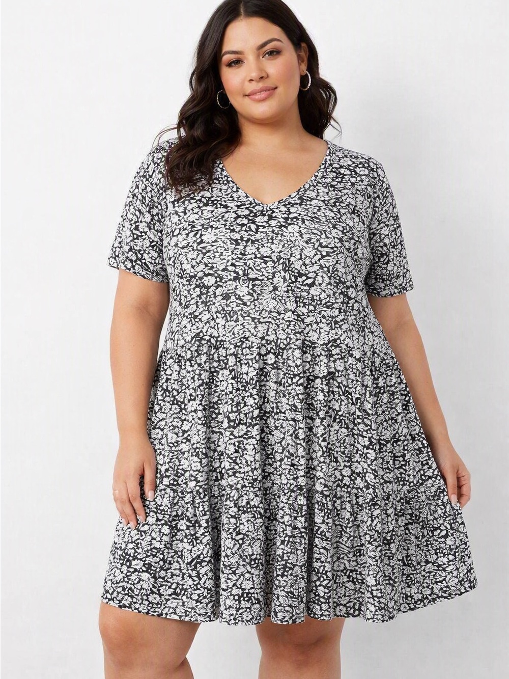 5/$25 George Floral Tiered T-shirt Dress